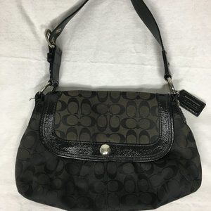 Coach Bag Black Leather Canvas Purse tote hand